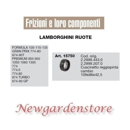 Cojinete de empuje de la caja de cambios 15750 Tractor LAMBORGHINI Formula Premium Turbo | Newgardenstore.eu