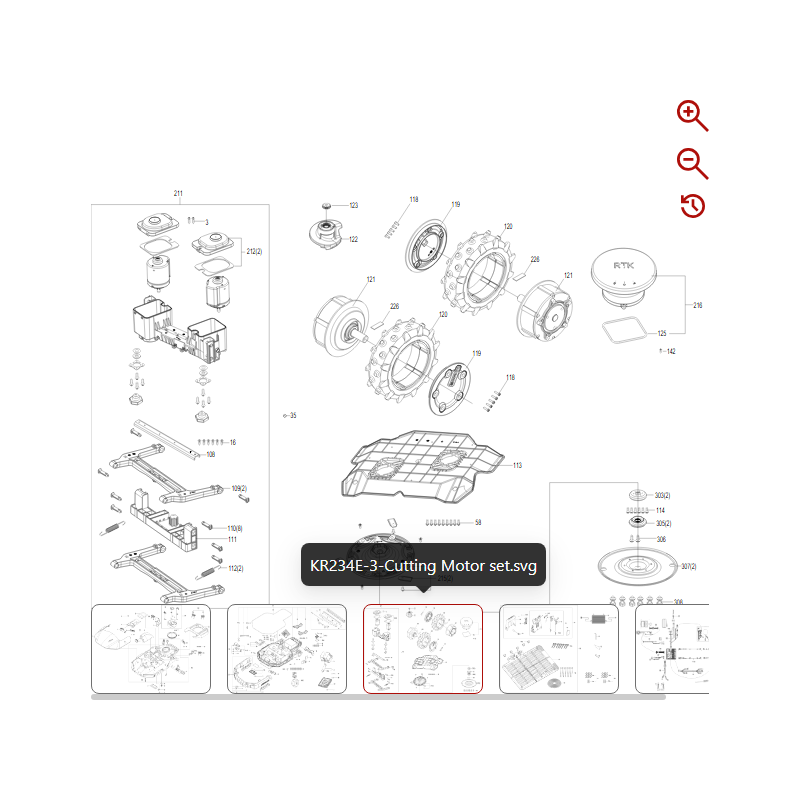 Motor de corte ASM 59007170 para robot Kress original