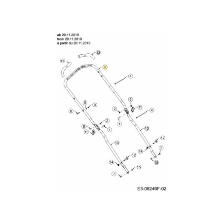 MANIGLIA SUPERIORE 749-08794637 ORIGINALE MTD | Newgardenstore.eu