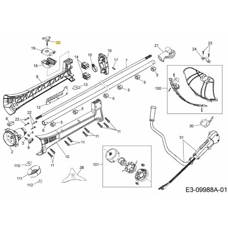 ADJUSTMENT KNOB SET 092.63.901 ORIGINAL MTD | Newgardenstore.eu