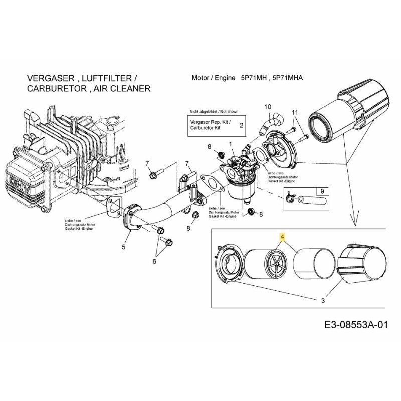 AIR CLEANER KIT 751-14512 ORIGINAL MTD