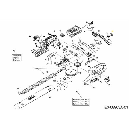 BOTÓN DE LIBERACIÓN DE BATERÍA 731-10802 ORIGINAL MTD | Newgardenstore.eu