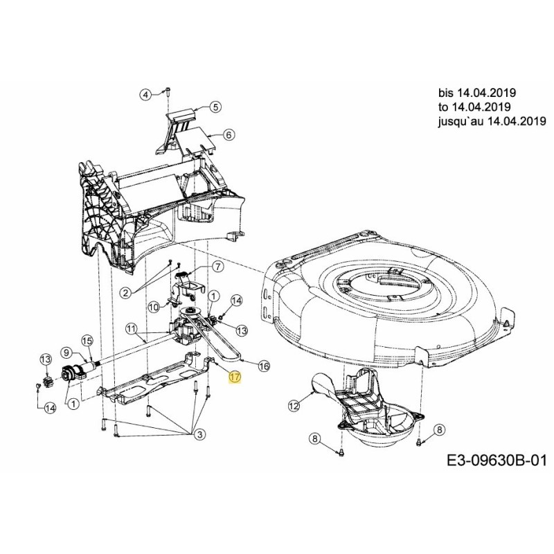 QUERSTRAHME GETRIEBE HINTER 787-01915C ORIGINAL MTD