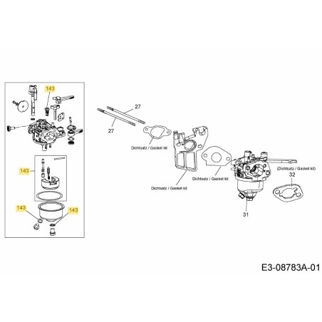 Vergaser-Reparatursatz 651-05107 Original MTD | Newgardenstore.eu