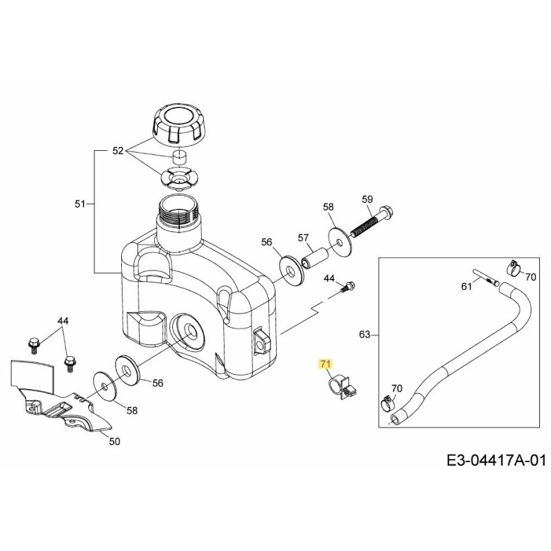 ABRAZADERA: SOPORTE DE LÍNEA DE COMBUSTIBLE 723-04071 ORIGINAL MTD