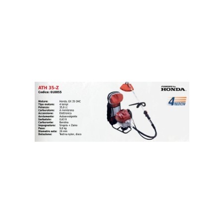 Desbrozadora de mochila ATTILA ATH 35-Z con motor HONDA GX 35 OHC 4T 35,8 cc | Newgardenstore.eu