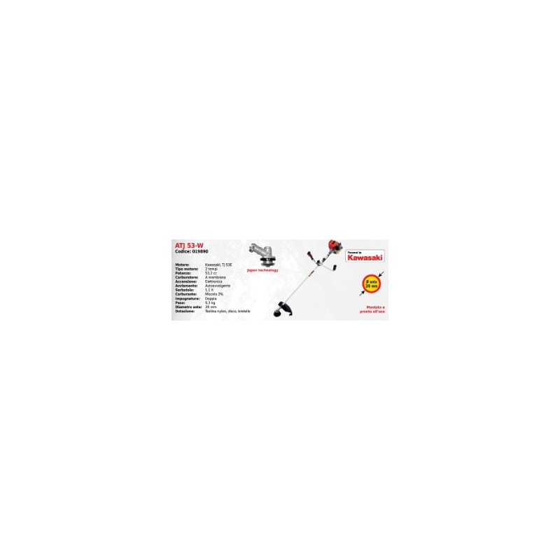 Decespugliatore impugnatura doppia ATTILA ATJ 53-W con motore KAWASAKI 53.20 cc