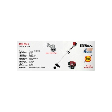 ATTILA ATH 35-S single handle brushcutter with HONDA GX 35 35.8 cc engine | Newgardenstore.eu