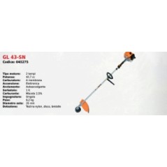 GL43-SN GREEN LINE single handle brushcutter with 2-stroke 42.7 cc engine | Newgardenstore.eu