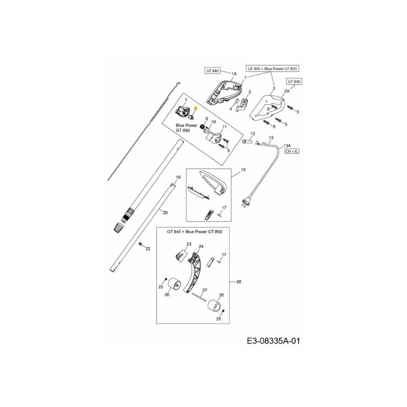 Faisceau complet avec interrupteur 625-05015 d'origine MTD