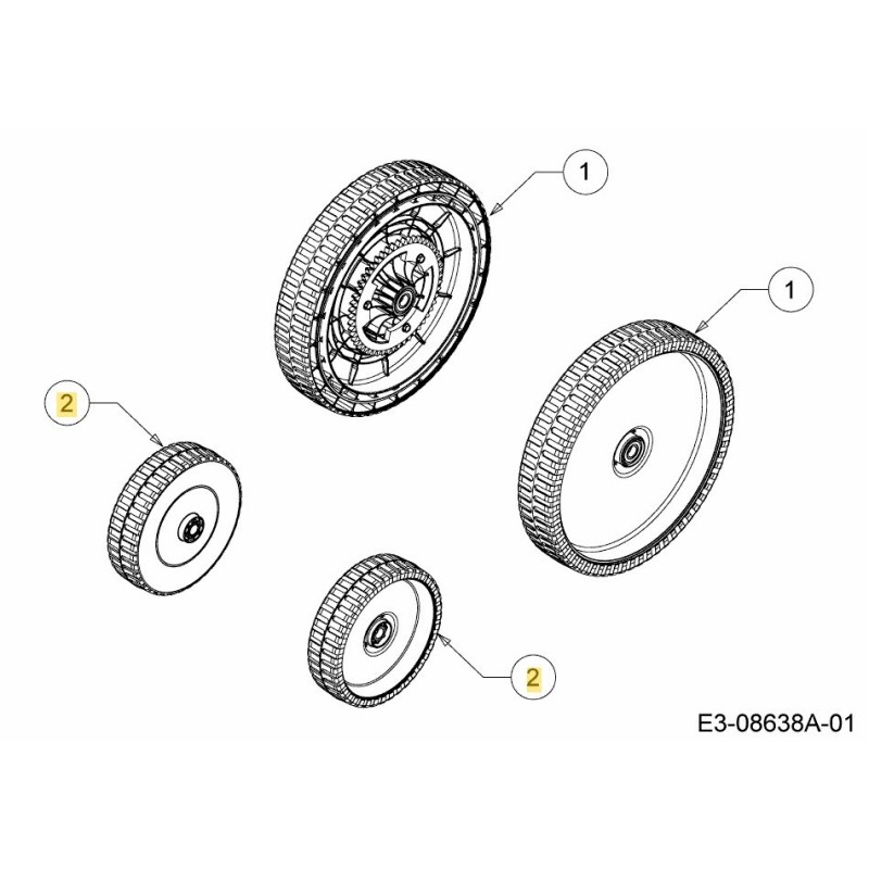 Radsatz, 180 mm, Leerlaufhülse 634-05070, Original MTD