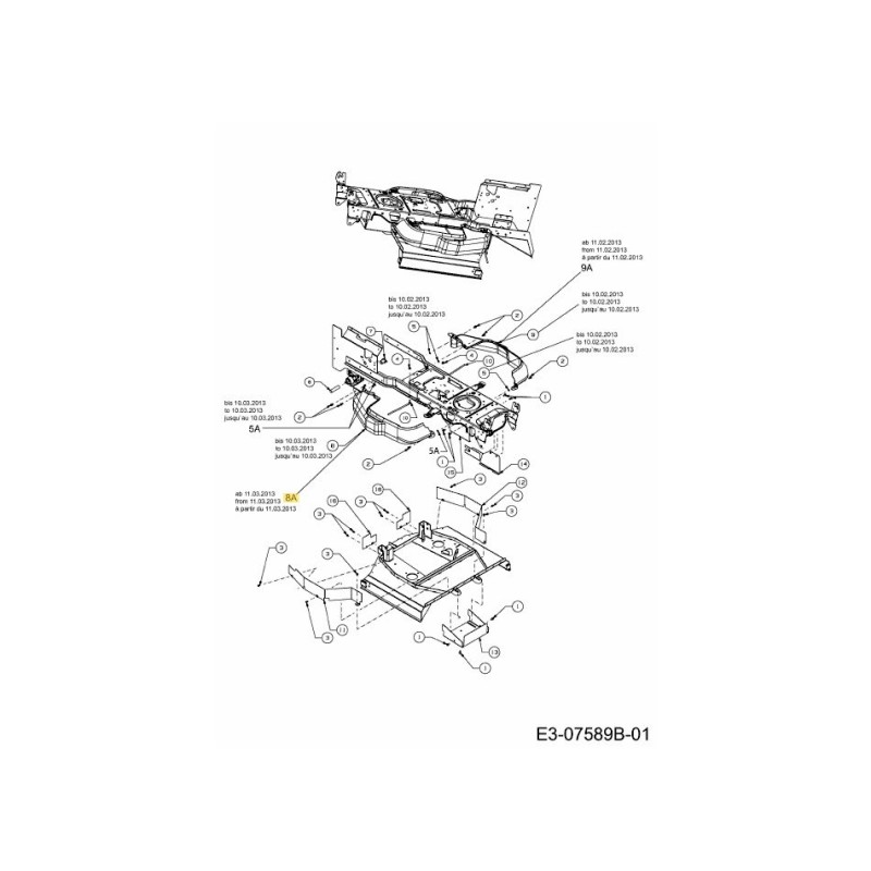 UPR CVR:RH:I DECK:500 SERIES 731-08822B ORIGINAL MTD