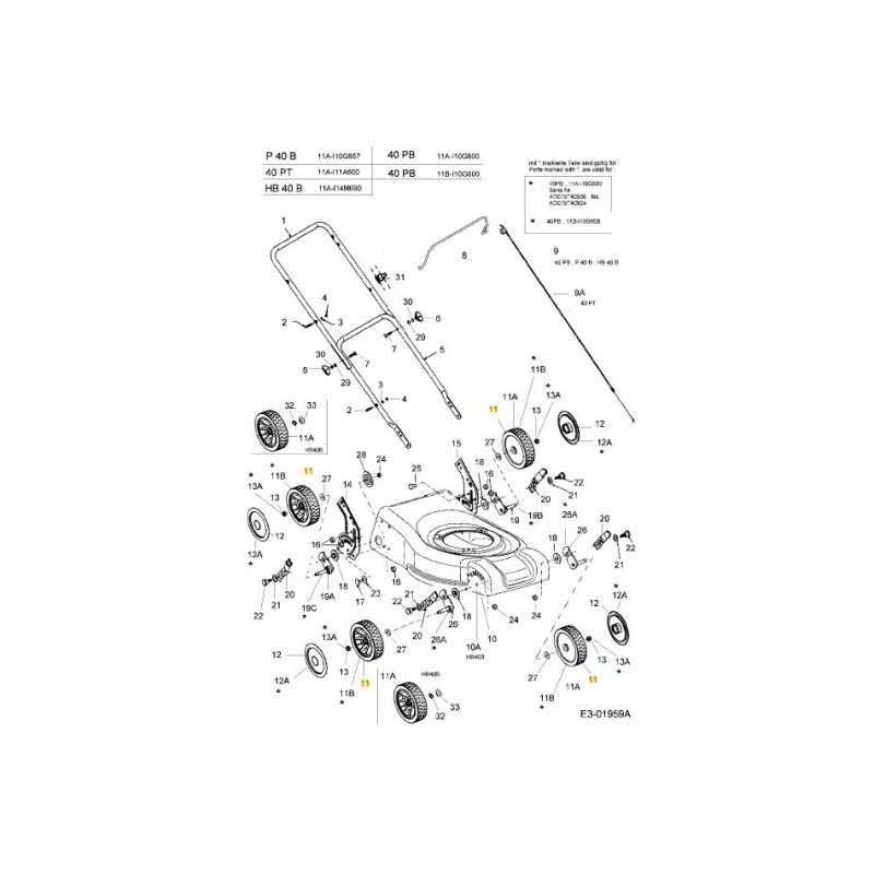 ROUE : 180 mm BARRE 734-04149 ORIGINALE MTD