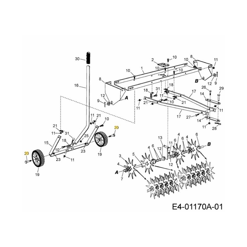 PERNO, HOMBRO PLATEADO (MTD738-108) AF-43029 ORIGINAL MTD