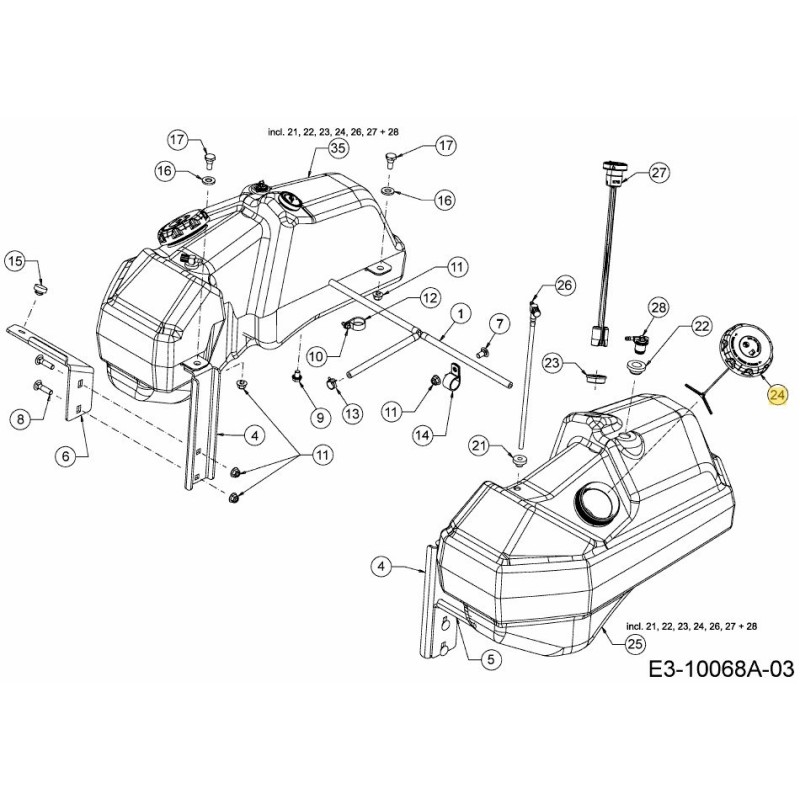 Bouchon de réservoir de carburant 751-15243 d'origine MTD