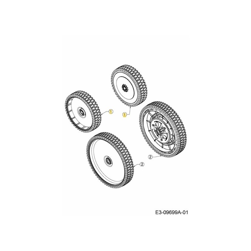 ROUE COMPLÈTE 200MM SLV 634-05021 ORIGINALE MTD