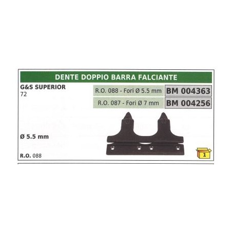 Dente doppio barra falciante G&S superior 72 Ø5.5mm | Newgardenstore.eu