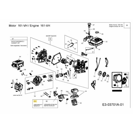 Vergaser-Reparatursatz für 161VH 751-11048 Original MTD | Newgardenstore.eu