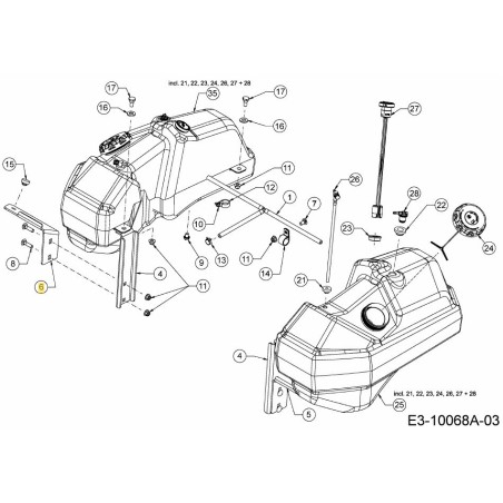 PLATE TANK SUPPORT LH 703-10630ACY ORIGINAL MTD | Newgardenstore.eu