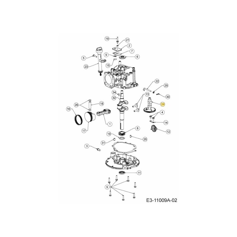Ensemble arbre à cames (engrenage en plastique) 751-18628A d'origine MTD