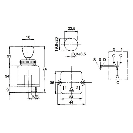 Diverter switch for direction indicator without short lever control for FIAT tractor