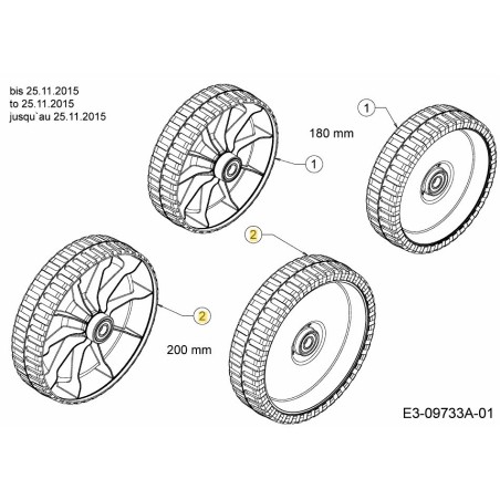 WHEEL CPL. 200MM 634-05152 ORIGINAL MTD | Newgardenstore.eu