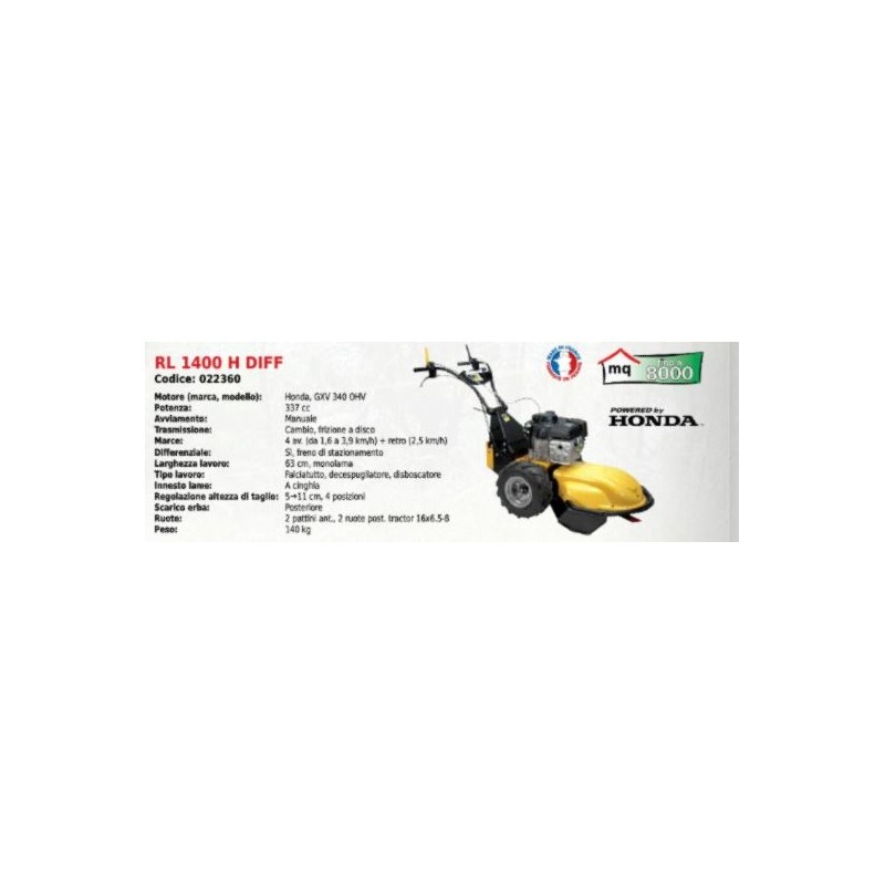 ROQUESETLECOEUR RL1400H DIFF 63 cm skidder with HONDA GXV 340 OHV 337 cc engine