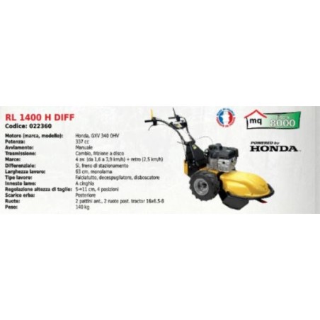 ROQUESETLECOEUR RL1400H DIFF 63 cm avec moteur HONDA GXV 340 OHV 337 cc | Newgardenstore.eu