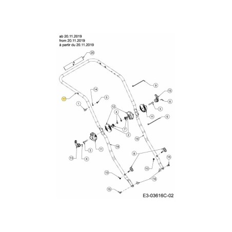 UPPER HANDLE 749-08054637 ORIGINAL MTD | Newgardenstore.eu