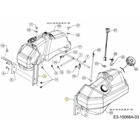 SUPPORT DE RÉSERVOIR DE CARBURANT 703-10595BCY ORIGINAL MTD | Newgardenstore.eu