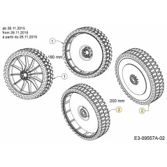 RUOTA COMPLETA 200MM FOLLE PREM BB 634-05020 ORIGINALE MTD