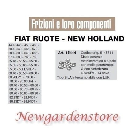 5-blade central disc 40x35EV 440 450 566 680 82.93 15414 FIAT NEW HOLLAND LUK | Newgardenstore.eu