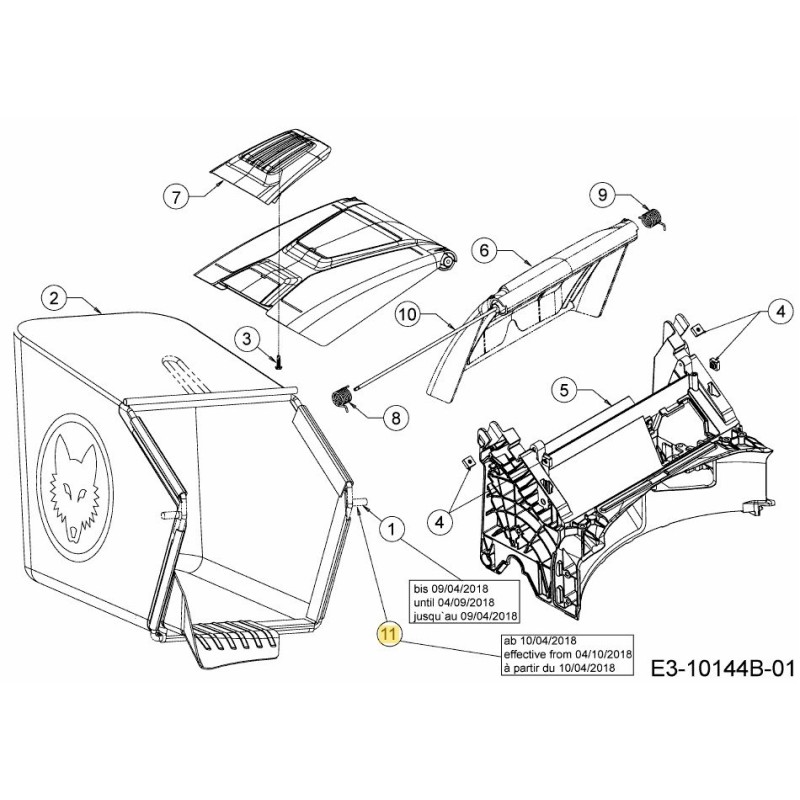 Rahmen-Grasfangsack-Baugruppe 647-05118A-S Original MTD