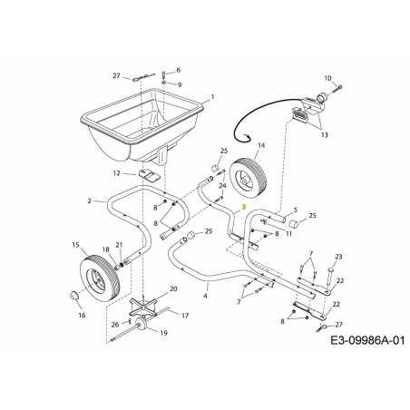 Anhängerkupplungsrohr links AF-49087 Original MTD | Newgardenstore.eu