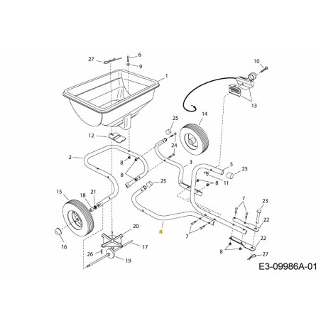 Attelage tubulaire droit AF-49088 d'origine MTD | Newgardenstore.eu