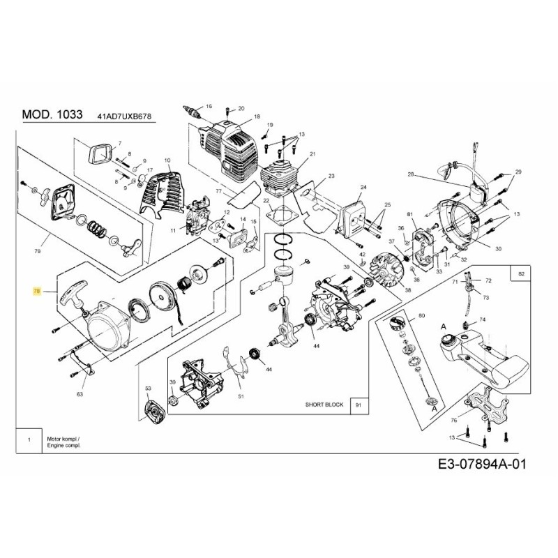 STARTER ASSY. 092.63.076 ORIGINAL MTD STARTER ASSY. 092.63.076 ORIGINAL MTD