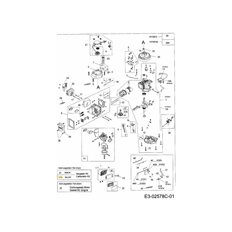 Vergaser-Reparatursatz Major 751-10326 Original MTD