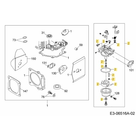Vergaser-Reparatursatz Major 1P65WHB 751-12166 Original MTD | Newgardenstore.eu
