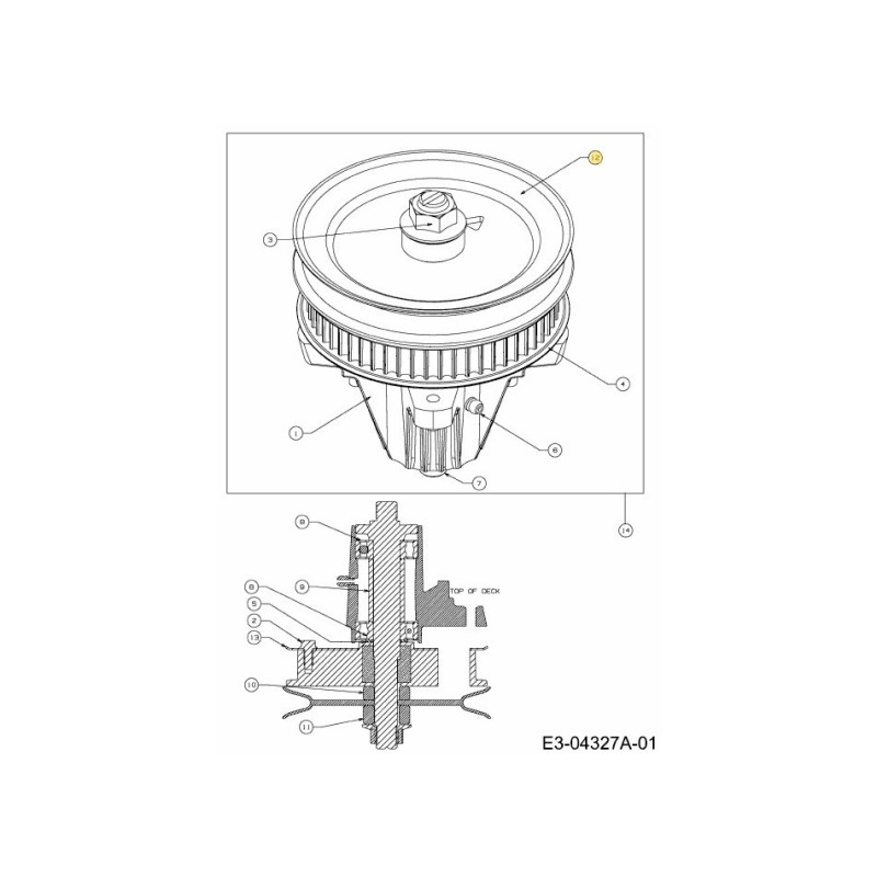 Polea de correa trapezoidal 756-04344 ORIGINAL MTD