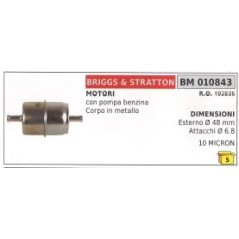Filtre à essence pour pompe BRIGGS&STRATTON avec corps métallique 10 MICRON 492836