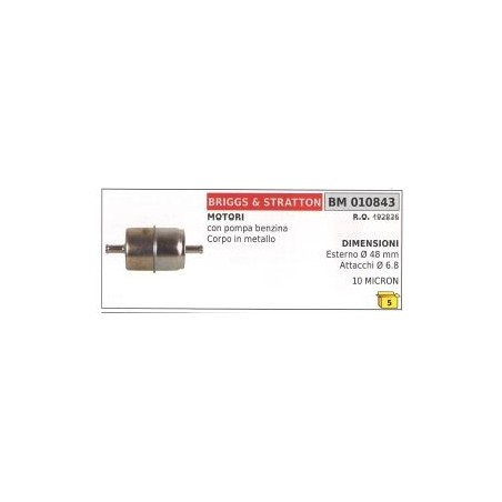 BRIGGS&STRATTON Benzinpumpenfilter mit Metallgehäuse 10 MICRON 492836 | Newgardenstore.eu