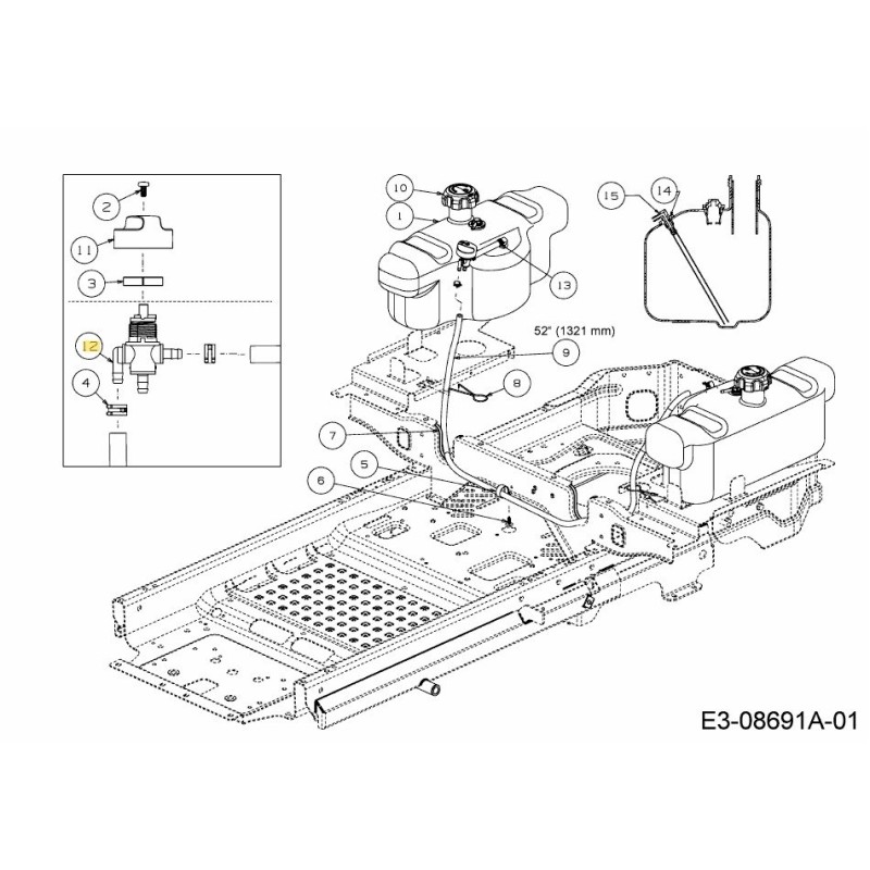 VALVOLA DI CHIUSURA DEL CARBURANTE 751-14526 ORIGINALE MTD