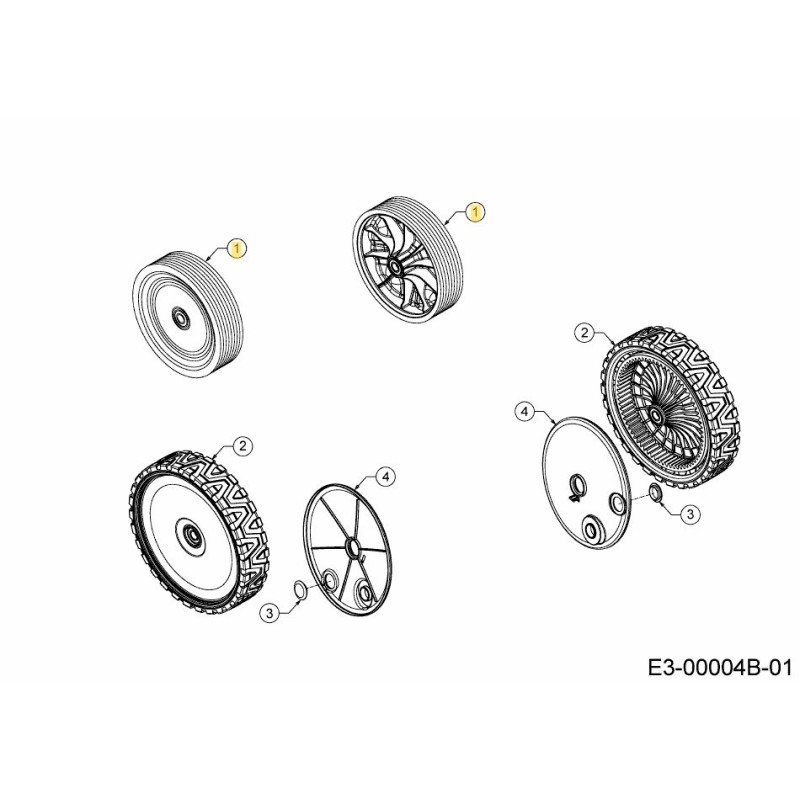 Ensemble de roue 8x2 634-06344 d'origine MTD