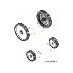 ROUE MOTORISÉE 300 mm À BILLES 634-04392 D'ORIGINE MTD