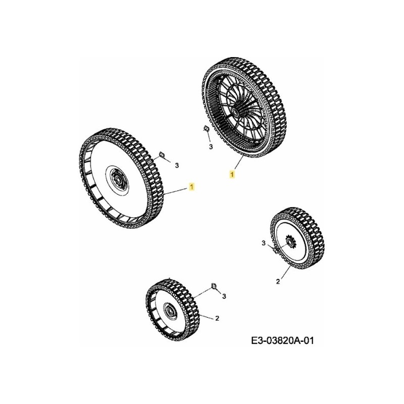 ROUE MOTORISÉE 300 mm À BILLES 634-04392 D'ORIGINE MTD