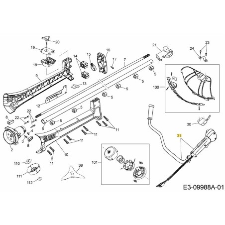 THROTTLE GRIP /W HANDLE CPL. 092.63.906 ORIGINAL MTD | Newgardenstore.eu