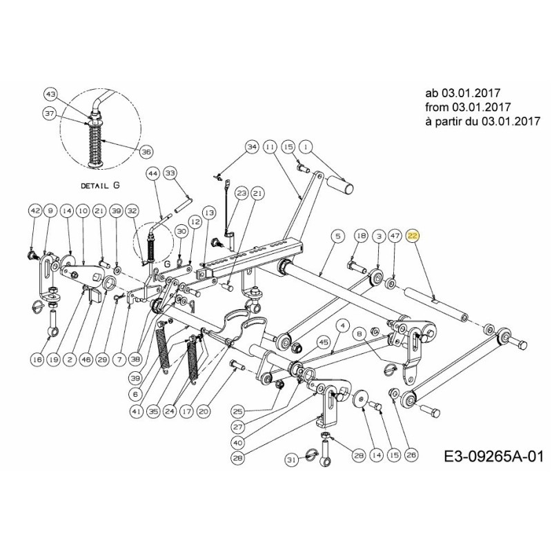SHAFT DECK LIFT FRONT 711-05072 ORIGINAL MTD