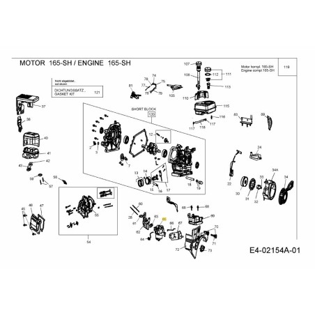 Carburetor with gaskets 751-10974A ORIGINAL MTD | Newgardenstore.eu