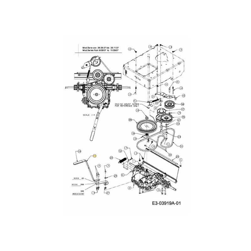 Axe de levier supérieur 787-01470A d'origine MTD