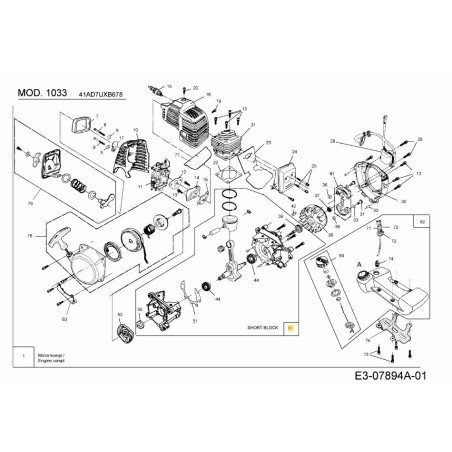 BLOQUE CORTO 092.63.081 ORIGINAL MTD | Newgardenstore.eu